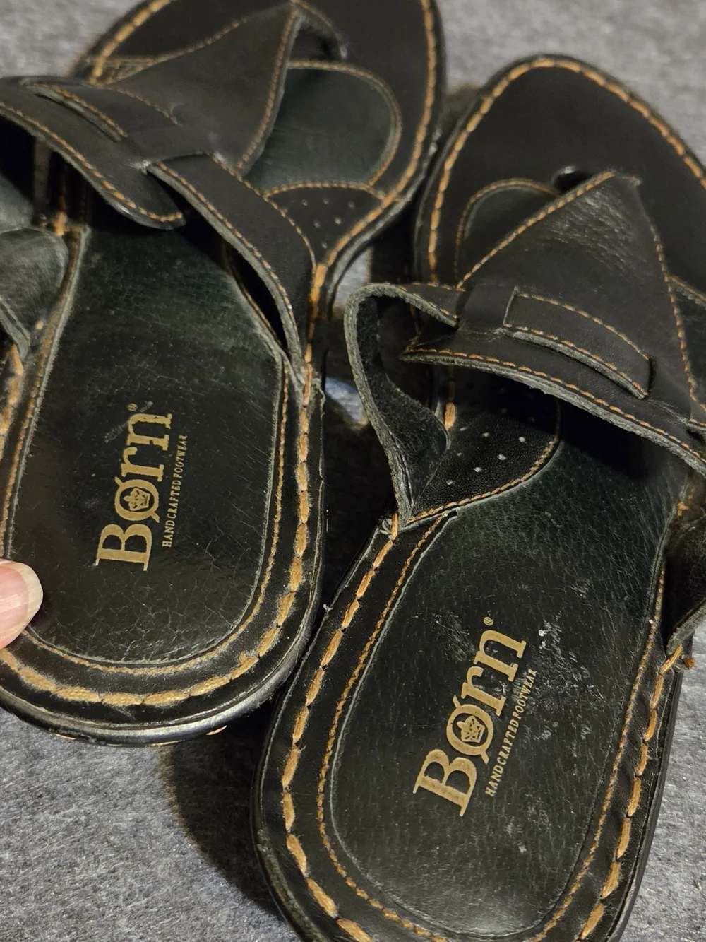 Børn Black Leather Thong Sandals